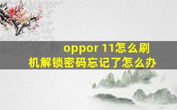 oppor 11怎么刷机解锁密码忘记了怎么办